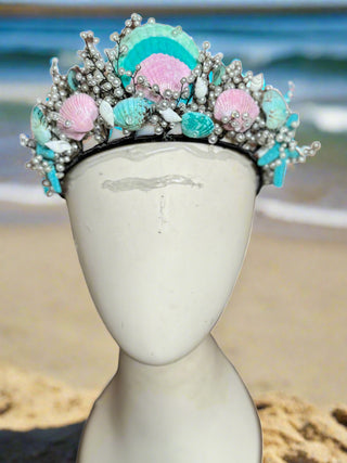 Pearls and Shells Mermaid Crown-Accessories-Snobby Drops Fabric Backdrops for Photography, Exclusive Designs by Tara Mapes Photography, Enchanted Eye Creations by Tara Mapes, photography backgrounds, photography backdrops, fast shipping, US backdrops, cheap photography backdrops