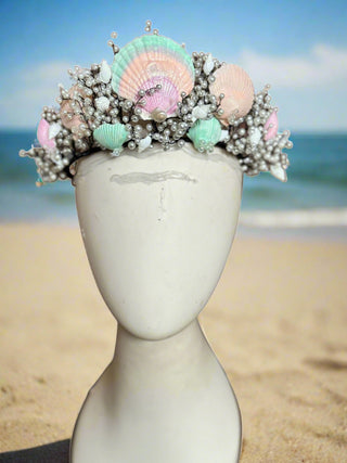 Pearls and Shells Mermaid Crown-Accessories-Snobby Drops Fabric Backdrops for Photography, Exclusive Designs by Tara Mapes Photography, Enchanted Eye Creations by Tara Mapes, photography backgrounds, photography backdrops, fast shipping, US backdrops, cheap photography backdrops