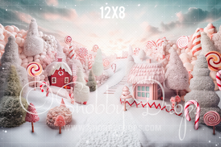 Peppermint Christmas Candy Town Fabric Backdrop-Fabric Photography Backdrop-Snobby Drops Fabric Backdrops for Photography, Exclusive Designs by Tara Mapes Photography, Enchanted Eye Creations by Tara Mapes, photography backgrounds, photography backdrops, fast shipping, US backdrops, cheap photography backdrops