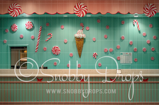 Peppermint Christmas Diner Fabric Backdrop-Fabric Photography Backdrop-Snobby Drops Fabric Backdrops for Photography, Exclusive Designs by Tara Mapes Photography, Enchanted Eye Creations by Tara Mapes, photography backgrounds, photography backdrops, fast shipping, US backdrops, cheap photography backdrops