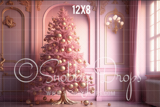 Perfectly Pink Christmas Room Fabric Backdrop-Fabric Photography Backdrop-Snobby Drops Fabric Backdrops for Photography, Exclusive Designs by Tara Mapes Photography, Enchanted Eye Creations by Tara Mapes, photography backgrounds, photography backdrops, fast shipping, US backdrops, cheap photography backdrops