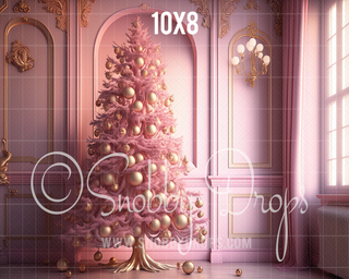 Perfectly Pink Christmas Room Fabric Backdrop-Fabric Photography Backdrop-Snobby Drops Fabric Backdrops for Photography, Exclusive Designs by Tara Mapes Photography, Enchanted Eye Creations by Tara Mapes, photography backgrounds, photography backdrops, fast shipping, US backdrops, cheap photography backdrops