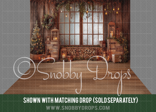 Pine and Wood Christmas Fabric or Rubber Backed Floor-Floor-Snobby Drops Fabric Backdrops for Photography, Exclusive Designs by Tara Mapes Photography, Enchanted Eye Creations by Tara Mapes, photography backgrounds, photography backdrops, fast shipping, US backdrops, cheap photography backdrops