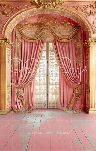 Pink and Gold Arch Backdrop Sweep-Fabric Photography Backdrop-Snobby Drops Fabric Backdrops for Photography, Exclusive Designs by Tara Mapes Photography, Enchanted Eye Creations by Tara Mapes, photography backgrounds, photography backdrops, fast shipping, US backdrops, cheap photography backdrops
