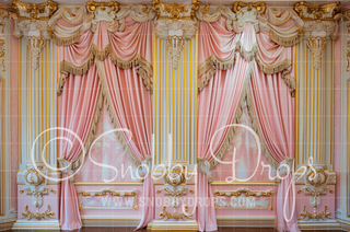 Pink and Gold Baroque Room Fabric Backdrop-Fabric Photography Backdrop-Snobby Drops Fabric Backdrops for Photography, Exclusive Designs by Tara Mapes Photography, Enchanted Eye Creations by Tara Mapes, photography backgrounds, photography backdrops, fast shipping, US backdrops, cheap photography backdrops