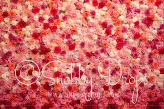 Pink and Ivory Roses Wall Fabric Backdrop-Fabric Photography Backdrop-Snobby Drops Fabric Backdrops for Photography, Exclusive Designs by Tara Mapes Photography, Enchanted Eye Creations by Tara Mapes, photography backgrounds, photography backdrops, fast shipping, US backdrops, cheap photography backdrops