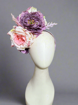 Pink and Purple FlowerFall Headpiece-Accessories-Snobby Drops Fabric Backdrops for Photography, Exclusive Designs by Tara Mapes Photography, Enchanted Eye Creations by Tara Mapes, photography backgrounds, photography backdrops, fast shipping, US backdrops, cheap photography backdrops