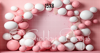 Pink Balloons Fabric Backdrop-Fabric Photography Backdrop-Snobby Drops Fabric Backdrops for Photography, Exclusive Designs by Tara Mapes Photography, Enchanted Eye Creations by Tara Mapes, photography backgrounds, photography backdrops, fast shipping, US backdrops, cheap photography backdrops