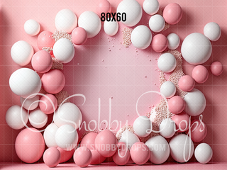 Pink Balloons Fabric Backdrop-Fabric Photography Backdrop-Snobby Drops Fabric Backdrops for Photography, Exclusive Designs by Tara Mapes Photography, Enchanted Eye Creations by Tara Mapes, photography backgrounds, photography backdrops, fast shipping, US backdrops, cheap photography backdrops