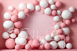 Pink Balloons Fabric Backdrop-Fabric Photography Backdrop-Snobby Drops Fabric Backdrops for Photography, Exclusive Designs by Tara Mapes Photography, Enchanted Eye Creations by Tara Mapes, photography backgrounds, photography backdrops, fast shipping, US backdrops, cheap photography backdrops