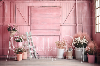 Pink Barn Fabric Backdrop-Fabric Photography Backdrop-Snobby Drops Fabric Backdrops for Photography, Exclusive Designs by Tara Mapes Photography, Enchanted Eye Creations by Tara Mapes, photography backgrounds, photography backdrops, fast shipping, US backdrops, cheap photography backdrops