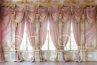 Pink Baroque Room Fabric Backdrop-Fabric Photography Backdrop-Snobby Drops Fabric Backdrops for Photography, Exclusive Designs by Tara Mapes Photography, Enchanted Eye Creations by Tara Mapes, photography backgrounds, photography backdrops, fast shipping, US backdrops, cheap photography backdrops