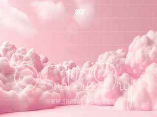 Pink Cotton Candy Clouds Fabric Backdrop-Fabric Photography Backdrop-Snobby Drops Fabric Backdrops for Photography, Exclusive Designs by Tara Mapes Photography, Enchanted Eye Creations by Tara Mapes, photography backgrounds, photography backdrops, fast shipping, US backdrops, cheap photography backdrops