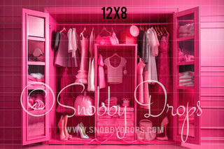 Pink Doll Closet Fabric Backdrop 2-Fabric Photography Backdrop-Snobby Drops Fabric Backdrops for Photography, Exclusive Designs by Tara Mapes Photography, Enchanted Eye Creations by Tara Mapes, photography backgrounds, photography backdrops, fast shipping, US backdrops, cheap photography backdrops
