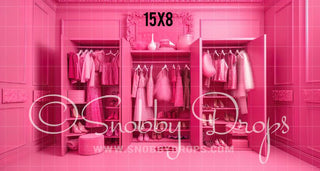 Pink Doll Closet Fabric Backdrop-Fabric Photography Backdrop-Snobby Drops Fabric Backdrops for Photography, Exclusive Designs by Tara Mapes Photography, Enchanted Eye Creations by Tara Mapes, photography backgrounds, photography backdrops, fast shipping, US backdrops, cheap photography backdrops