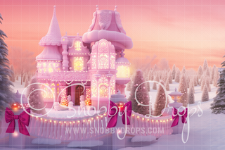 Pink Dollhouse Christmas Dreamhouse Mansion 3 Piece Room Set-Photography Backdrop 3P Room Set-Snobby Drops Fabric Backdrops for Photography, Exclusive Designs by Tara Mapes Photography, Enchanted Eye Creations by Tara Mapes, photography backgrounds, photography backdrops, fast shipping, US backdrops, cheap photography backdrops