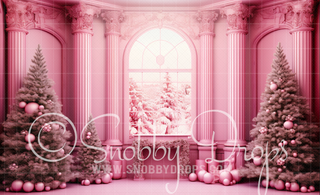 Pink Dollhouse Fireplace Fabric Backdrop-Fabric Photography Backdrop-Snobby Drops Fabric Backdrops for Photography, Exclusive Designs by Tara Mapes Photography, Enchanted Eye Creations by Tara Mapes, photography backgrounds, photography backdrops, fast shipping, US backdrops, cheap photography backdrops