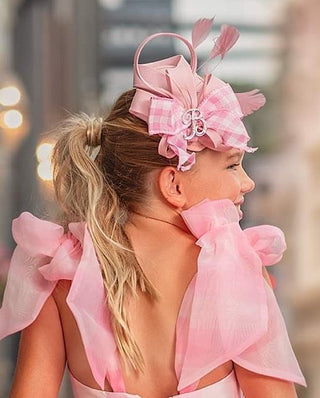 Pink Dollhouse Satin Fascinator-Accessories-Snobby Drops Fabric Backdrops for Photography, Exclusive Designs by Tara Mapes Photography, Enchanted Eye Creations by Tara Mapes, photography backgrounds, photography backdrops, fast shipping, US backdrops, cheap photography backdrops