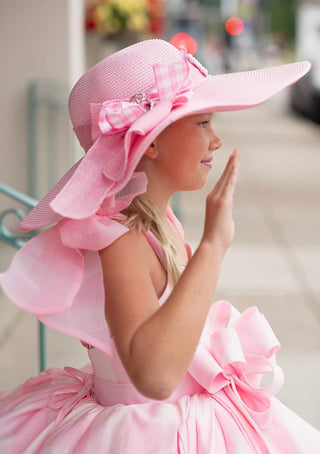 Pink Dollhouse Sun Hat-Accessories-Snobby Drops Fabric Backdrops for Photography, Exclusive Designs by Tara Mapes Photography, Enchanted Eye Creations by Tara Mapes, photography backgrounds, photography backdrops, fast shipping, US backdrops, cheap photography backdrops