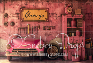 Pink Girl Garage 3 Piece Room Set-Photography Backdrop 3P Room Set-Snobby Drops Fabric Backdrops for Photography, Exclusive Designs by Tara Mapes Photography, Enchanted Eye Creations by Tara Mapes, photography backgrounds, photography backdrops, fast shipping, US backdrops, cheap photography backdrops
