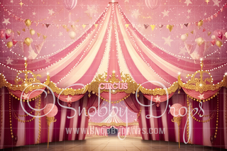 Pink Painterly Pastel Circus Tent Fabric Backdrop-Fabric Photography Backdrop-Snobby Drops Fabric Backdrops for Photography, Exclusive Designs by Tara Mapes Photography, Enchanted Eye Creations by Tara Mapes, photography backgrounds, photography backdrops, fast shipping, US backdrops, cheap photography backdrops