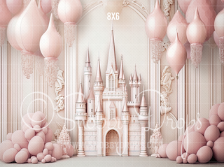 Pink Princess Castle Fabric Backdrop-Fabric Photography Backdrop-Snobby Drops Fabric Backdrops for Photography, Exclusive Designs by Tara Mapes Photography, Enchanted Eye Creations by Tara Mapes, photography backgrounds, photography backdrops, fast shipping, US backdrops, cheap photography backdrops