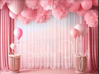 Pink Things Cake Smash Fabric Backdrop-Fabric Photography Backdrop-Snobby Drops Fabric Backdrops for Photography, Exclusive Designs by Tara Mapes Photography, Enchanted Eye Creations by Tara Mapes, photography backgrounds, photography backdrops, fast shipping, US backdrops, cheap photography backdrops