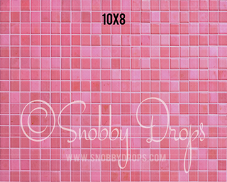 Pink Tile Fabric or Rubber Backed Floor-Floor-Snobby Drops Fabric Backdrops for Photography, Exclusive Designs by Tara Mapes Photography, Enchanted Eye Creations by Tara Mapes, photography backgrounds, photography backdrops, fast shipping, US backdrops, cheap photography backdrops