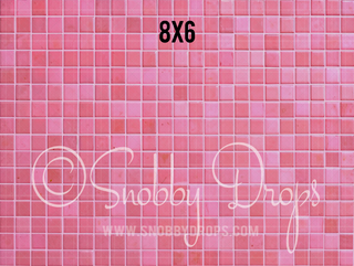 Pink Tile Fabric or Rubber Backed Floor-Floor-Snobby Drops Fabric Backdrops for Photography, Exclusive Designs by Tara Mapes Photography, Enchanted Eye Creations by Tara Mapes, photography backgrounds, photography backdrops, fast shipping, US backdrops, cheap photography backdrops