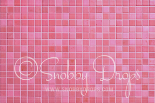 Pink Tile Fabric or Rubber Backed Floor-Floor-Snobby Drops Fabric Backdrops for Photography, Exclusive Designs by Tara Mapes Photography, Enchanted Eye Creations by Tara Mapes, photography backgrounds, photography backdrops, fast shipping, US backdrops, cheap photography backdrops