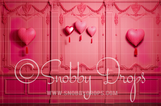 Pink Wall with Hearts Studio Fabric Backdrop-Fabric Photography Backdrop-Snobby Drops Fabric Backdrops for Photography, Exclusive Designs by Tara Mapes Photography, Enchanted Eye Creations by Tara Mapes, photography backgrounds, photography backdrops, fast shipping, US backdrops, cheap photography backdrops