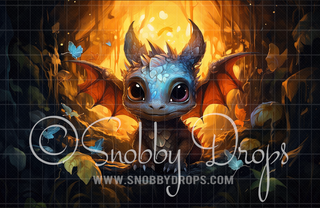 Pippi the Baby Dragon Fabric Backdrop-Fabric Photography Backdrop-Snobby Drops Fabric Backdrops for Photography, Exclusive Designs by Tara Mapes Photography, Enchanted Eye Creations by Tara Mapes, photography backgrounds, photography backdrops, fast shipping, US backdrops, cheap photography backdrops