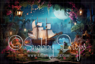 Pirate Ship Fabric Backdrop-Fabric Photography Backdrop-Snobby Drops Fabric Backdrops for Photography, Exclusive Designs by Tara Mapes Photography, Enchanted Eye Creations by Tara Mapes, photography backgrounds, photography backdrops, fast shipping, US backdrops, cheap photography backdrops