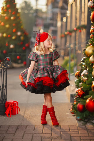 Plaid Bow and Berries Christmas Fascinator-Accessories-Snobby Drops Fabric Backdrops for Photography, Exclusive Designs by Tara Mapes Photography, Enchanted Eye Creations by Tara Mapes, photography backgrounds, photography backdrops, fast shipping, US backdrops, cheap photography backdrops