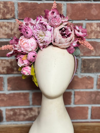 Pretty in Peonies FlowerFall Headpiece-Accessories-Snobby Drops Fabric Backdrops for Photography, Exclusive Designs by Tara Mapes Photography, Enchanted Eye Creations by Tara Mapes, photography backgrounds, photography backdrops, fast shipping, US backdrops, cheap photography backdrops