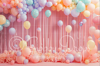 Pretty Party Balloons Fabric Backdrop-Fabric Photography Backdrop-Snobby Drops Fabric Backdrops for Photography, Exclusive Designs by Tara Mapes Photography, Enchanted Eye Creations by Tara Mapes, photography backgrounds, photography backdrops, fast shipping, US backdrops, cheap photography backdrops