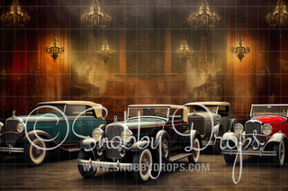 Prohibition Era 1920s Cars Fabric Backdrop-Fabric Photography Backdrop-Snobby Drops Fabric Backdrops for Photography, Exclusive Designs by Tara Mapes Photography, Enchanted Eye Creations by Tara Mapes, photography backgrounds, photography backdrops, fast shipping, US backdrops, cheap photography backdrops