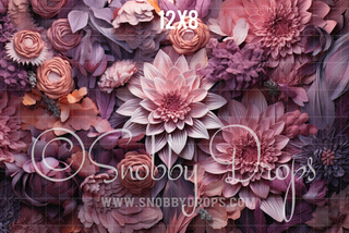 Purple and Pink Flower Wall Florals Fine Art Fabric Backdrop-Fabric Photography Backdrop-Snobby Drops Fabric Backdrops for Photography, Exclusive Designs by Tara Mapes Photography, Enchanted Eye Creations by Tara Mapes, photography backgrounds, photography backdrops, fast shipping, US backdrops, cheap photography backdrops