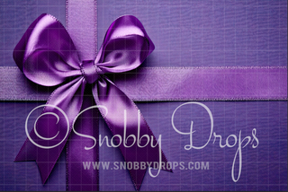 Purple Bow and Ribbon Fabric Backdrop-Fabric Photography Backdrop-Snobby Drops Fabric Backdrops for Photography, Exclusive Designs by Tara Mapes Photography, Enchanted Eye Creations by Tara Mapes, photography backgrounds, photography backdrops, fast shipping, US backdrops, cheap photography backdrops