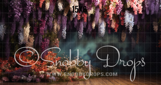 Purple Cascading Flowers Wisteria Fine Art Floral Fabric Backdrop-Fabric Photography Backdrop-Snobby Drops Fabric Backdrops for Photography, Exclusive Designs by Tara Mapes Photography, Enchanted Eye Creations by Tara Mapes, photography backgrounds, photography backdrops, fast shipping, US backdrops, cheap photography backdrops