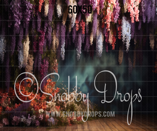 Purple Cascading Flowers Wisteria Fabric Backdrop-Fabric Photography Backdrop-Snobby Drops Fabric Backdrops for Photography, Exclusive Designs by Tara Mapes Photography, Enchanted Eye Creations by Tara Mapes, photography backgrounds, photography backdrops, fast shipping, US backdrops, cheap photography backdrops