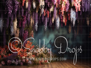 Purple Cascading Flowers Wisteria Fine Art Floral Fabric Backdrop-Fabric Photography Backdrop-Snobby Drops Fabric Backdrops for Photography, Exclusive Designs by Tara Mapes Photography, Enchanted Eye Creations by Tara Mapes, photography backgrounds, photography backdrops, fast shipping, US backdrops, cheap photography backdrops