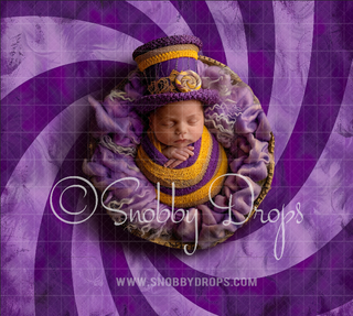 Purple Spiral Candy Factory Fabric Wee Drop-Fabric Photography Backdrop-Snobby Drops Fabric Backdrops for Photography, Exclusive Designs by Tara Mapes Photography, Enchanted Eye Creations by Tara Mapes, photography backgrounds, photography backdrops, fast shipping, US backdrops, cheap photography backdrops