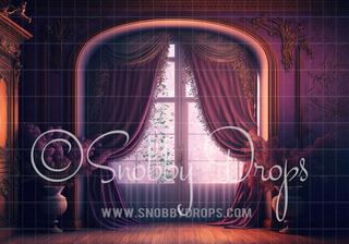 Purple Victorian Room Fabric Backdrop-Fabric Photography Backdrop-Snobby Drops Fabric Backdrops for Photography, Exclusive Designs by Tara Mapes Photography, Enchanted Eye Creations by Tara Mapes, photography backgrounds, photography backdrops, fast shipping, US backdrops, cheap photography backdrops