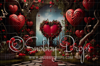 Queen of Hearts Garden Fabric Photography Backdrop-Fabric Photography Backdrop-Snobby Drops Fabric Backdrops for Photography, Exclusive Designs by Tara Mapes Photography, Enchanted Eye Creations by Tara Mapes, photography backgrounds, photography backdrops, fast shipping, US backdrops, cheap photography backdrops