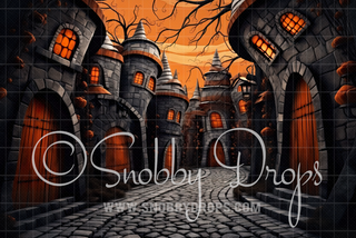 Quirky Halloween Town Fabric Backdrop-Fabric Photography Backdrop-Snobby Drops Fabric Backdrops for Photography, Exclusive Designs by Tara Mapes Photography, Enchanted Eye Creations by Tara Mapes, photography backgrounds, photography backdrops, fast shipping, US backdrops, cheap photography backdrops