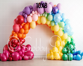 Rainbow Balloon Arch Fabric Backdrop-Fabric Photography Backdrop-Snobby Drops Fabric Backdrops for Photography, Exclusive Designs by Tara Mapes Photography, Enchanted Eye Creations by Tara Mapes, photography backgrounds, photography backdrops, fast shipping, US backdrops, cheap photography backdrops