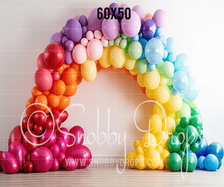 Rainbow Balloon Arch Fabric Backdrop-Fabric Photography Backdrop-Snobby Drops Fabric Backdrops for Photography, Exclusive Designs by Tara Mapes Photography, Enchanted Eye Creations by Tara Mapes, photography backgrounds, photography backdrops, fast shipping, US backdrops, cheap photography backdrops