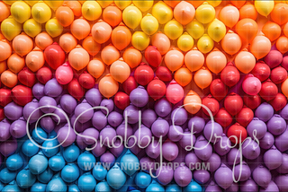 Rainbow Balloon Wall Fabric Backdrop-Fabric Photography Backdrop-Snobby Drops Fabric Backdrops for Photography, Exclusive Designs by Tara Mapes Photography, Enchanted Eye Creations by Tara Mapes, photography backgrounds, photography backdrops, fast shipping, US backdrops, cheap photography backdrops