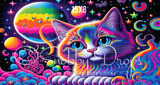 Rainbow Cat Psychedelic Fabric Backdrop-Fabric Photography Backdrop-Snobby Drops Fabric Backdrops for Photography, Exclusive Designs by Tara Mapes Photography, Enchanted Eye Creations by Tara Mapes, photography backgrounds, photography backdrops, fast shipping, US backdrops, cheap photography backdrops